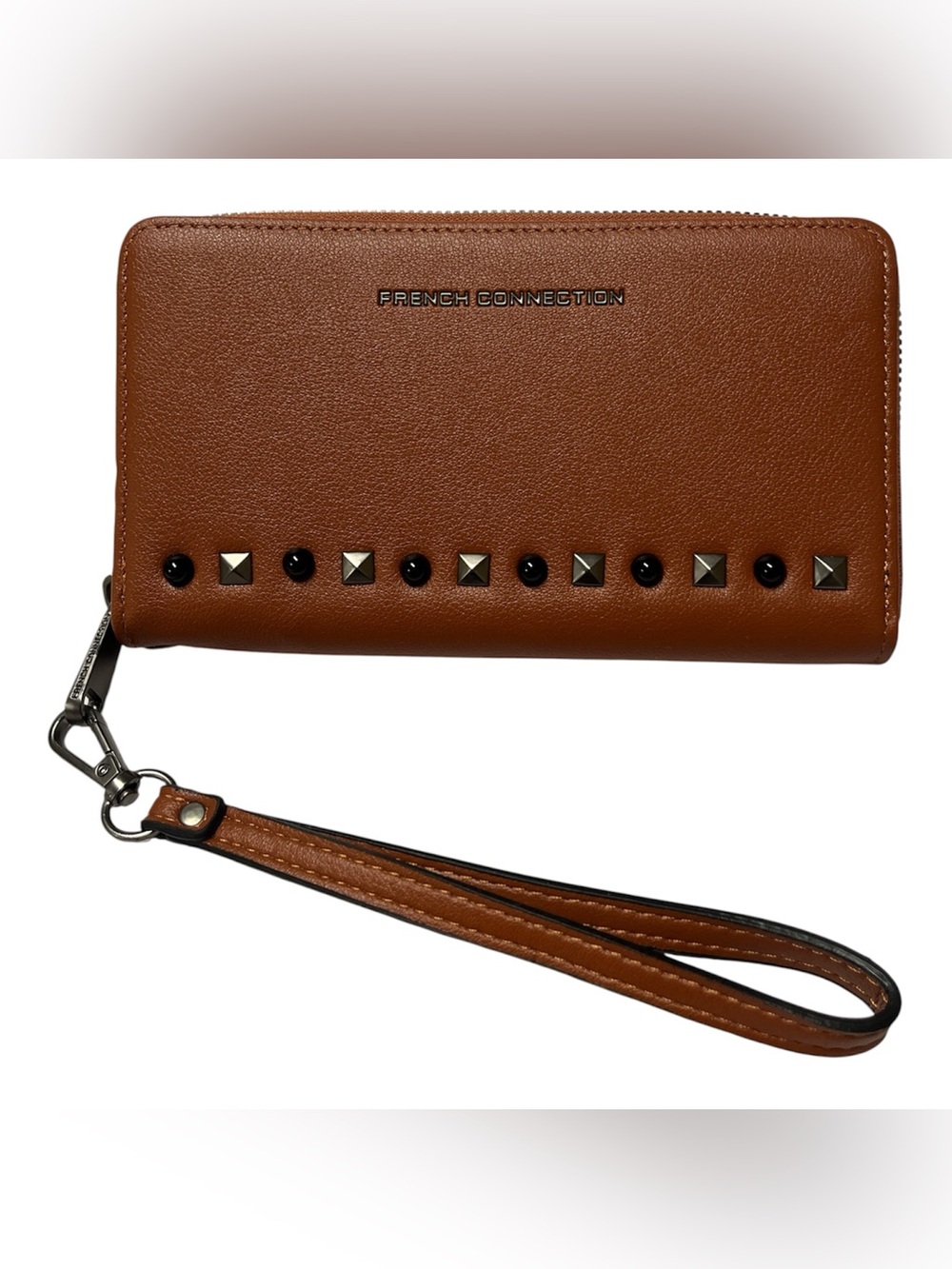 French Connection Brown Studded Wristlet Wallet/ Card Holder